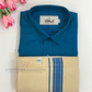 Pretty Blue Color  Cotton Shirt With Tissue Zari Work Dhoti Set For Kids