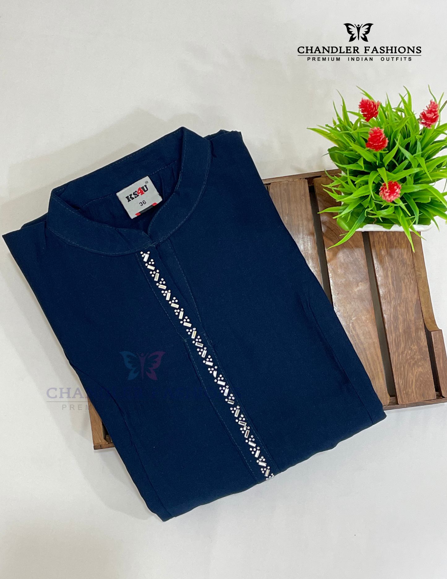 Navy Blue Color Rayon Kurti In USA