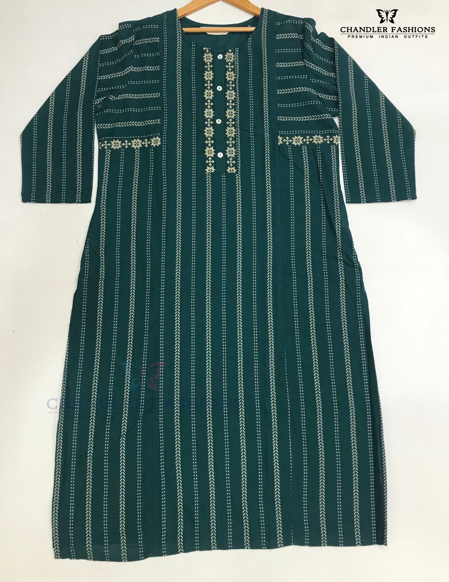 Teal Green Color Poly Cotton With Self Design Kurti In Chandler