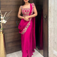 Attractive Dark Pink Color Heavy Embroidery Work Ready To Wear Saree For Women Near Me