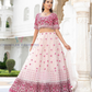 Stunning White And Pink Color Net With Embroidery And Sequins Work Lehenga Choli For Women