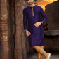 Alluring Purple Color Thread Work Dupion Silk With Pajama Set For Men's Kurta