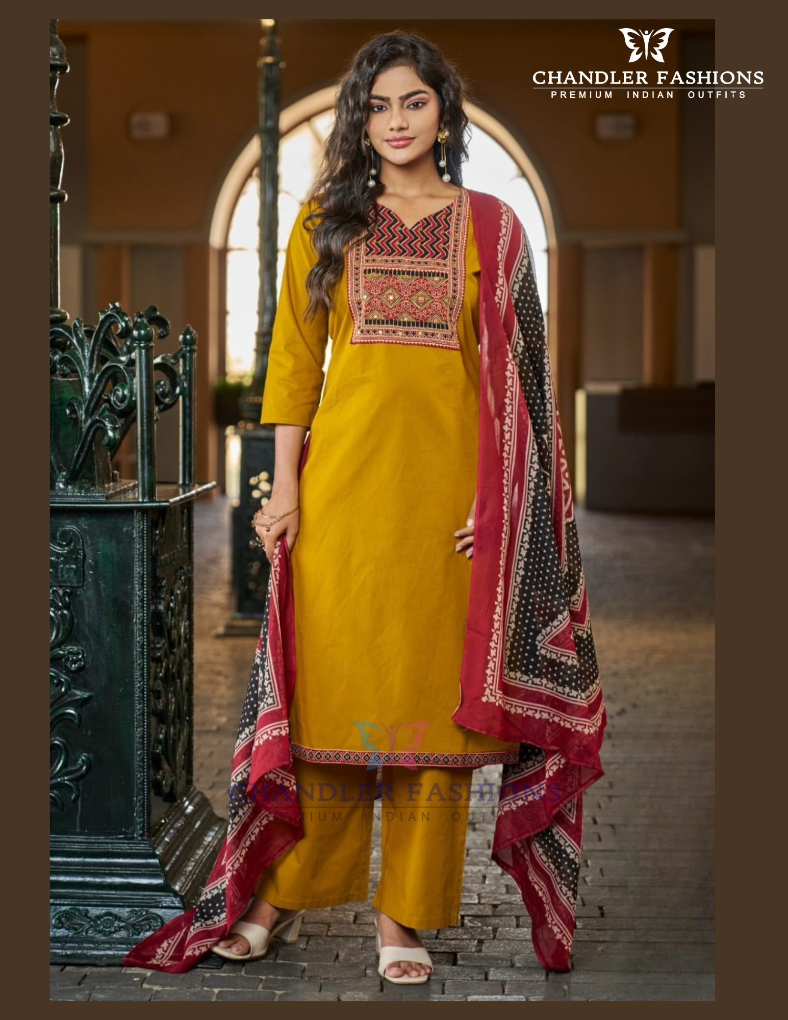 Amazing Mustard Yellow Color Cotton With Printed Work Salwar Suits With Dupatta