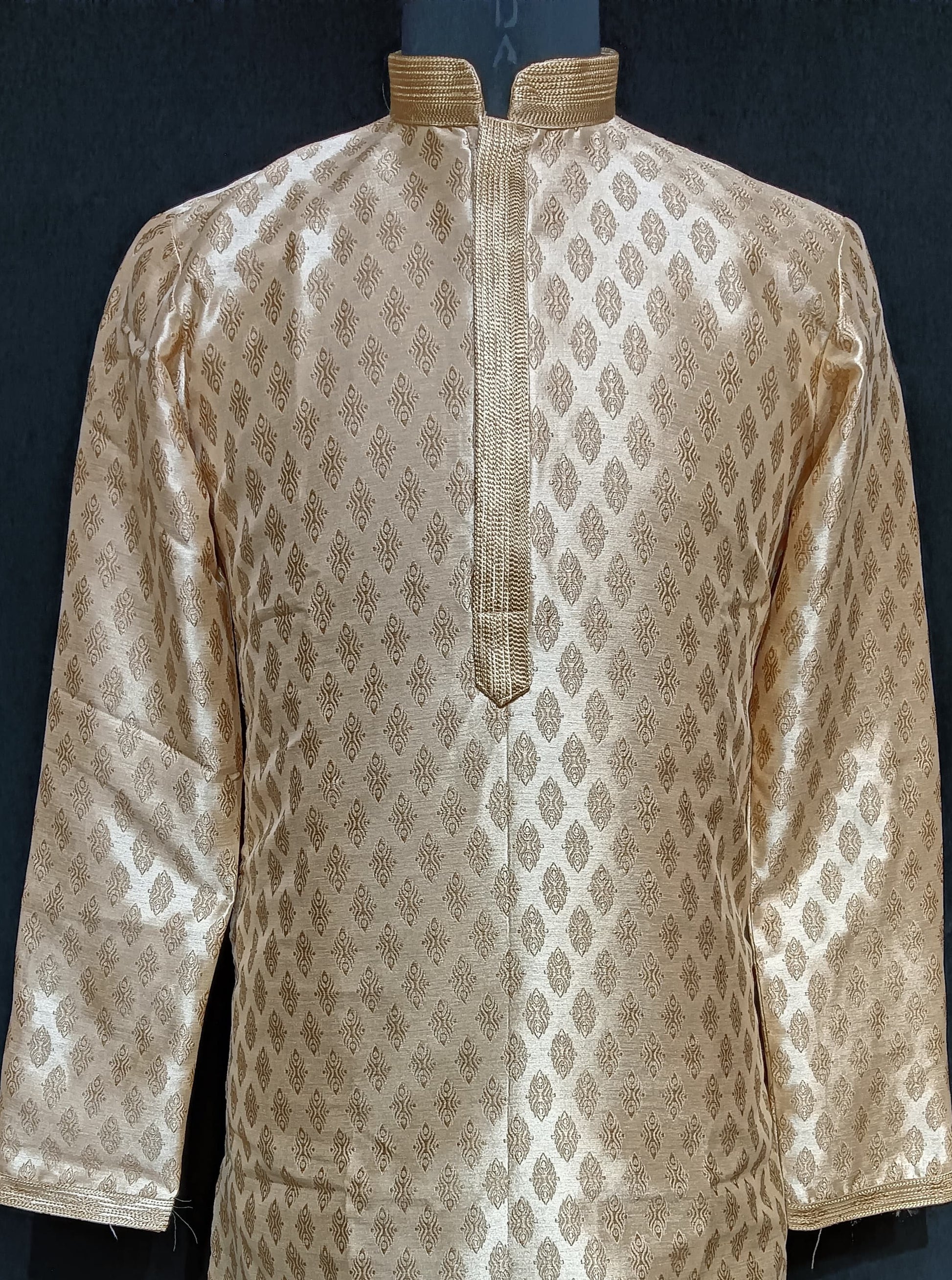 Dazzling Gold Color Designer Banarasi Brocade Kurta With Linning And Pajama Pant For Men Near Me