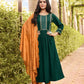 Attractive Green Color Heavy Embroidery Work Salwar Suits With Fancy Dupatta