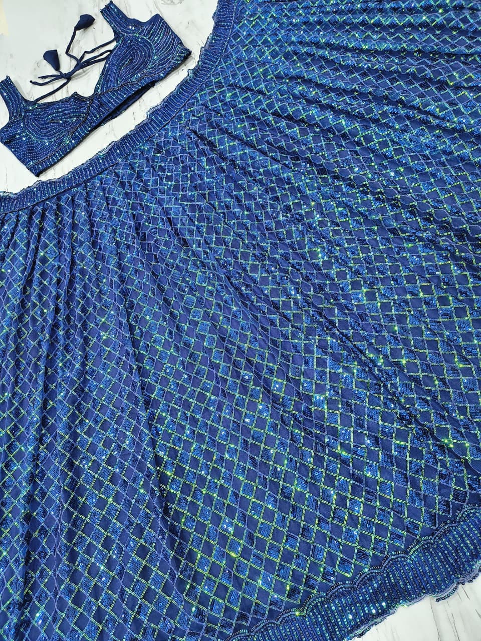 Blue Color Lehenga With Sequins Work In Gilbert