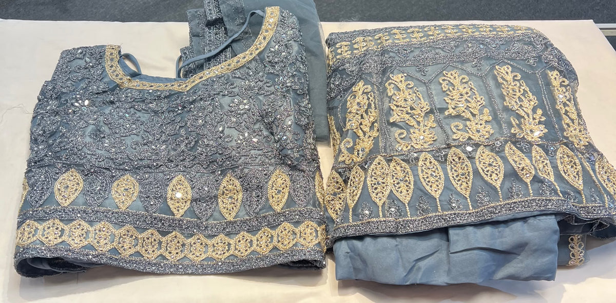Elagant Gray Color Georgette With Embroidery And Sequins Work Lehenga For Women