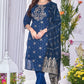 Charming Blue Color Silk Salwar Suits With Banarasi Dupatta For Women