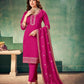 Appealing Roman Silk Coding Sequins Work Pink Colored Salwar Suits With Dupatta For Women