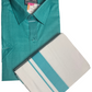 Appealing Rama Green Color Half Sleeve Cotton Dhoti Set With Fancy Border For Men