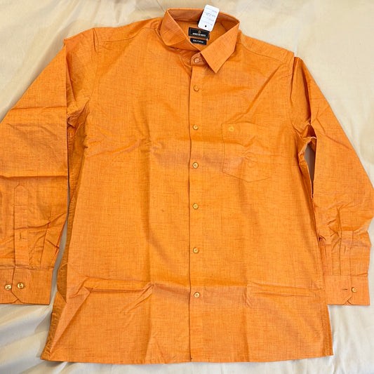 Alluring Orange Color Silk Shirt With Full Sleeve For Men