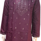 Beautiful Wine Color With Cotton Embroidery Work Kurta Suits For Men