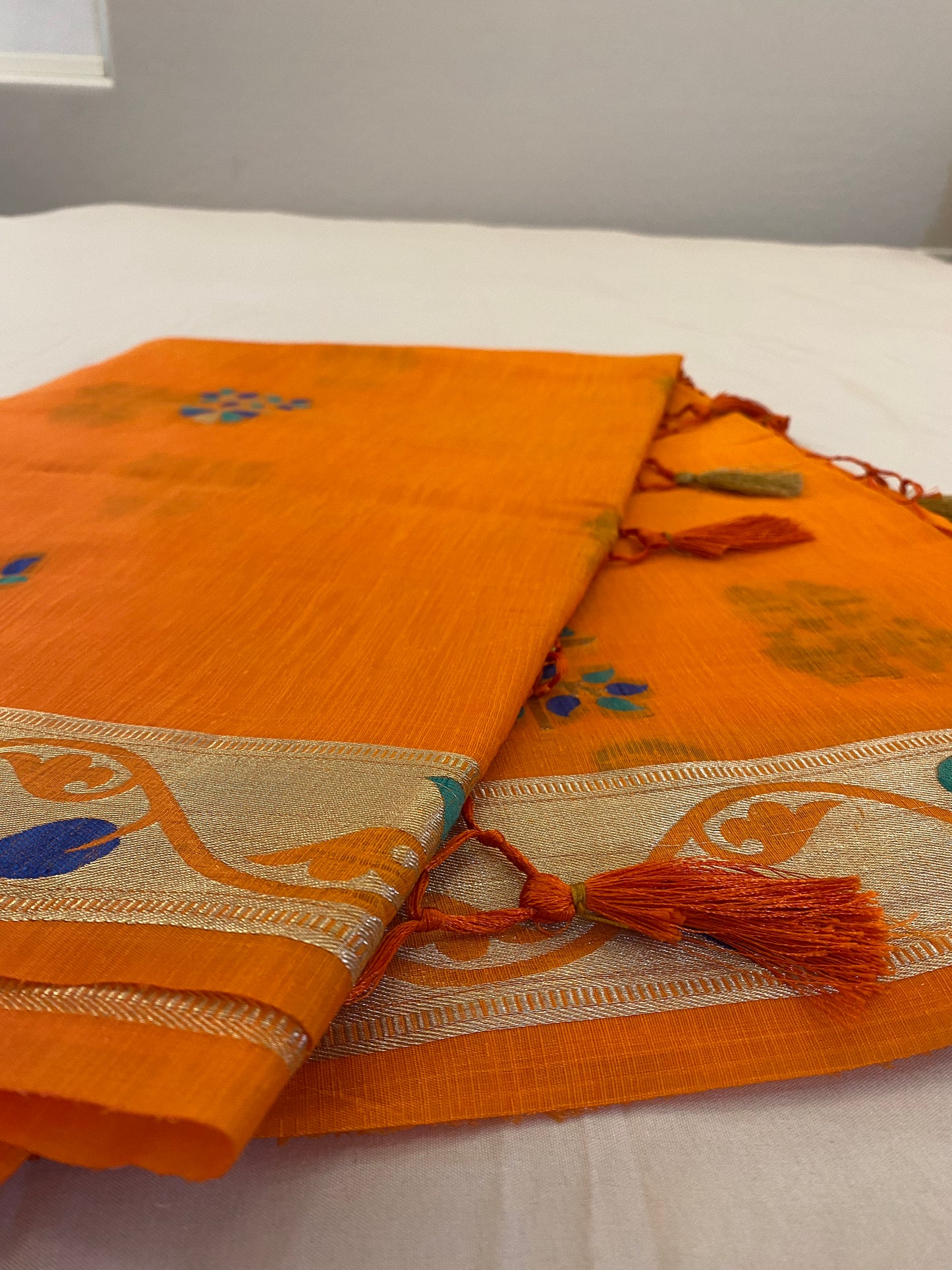 Beautiful Orange Silk Cotton Saree