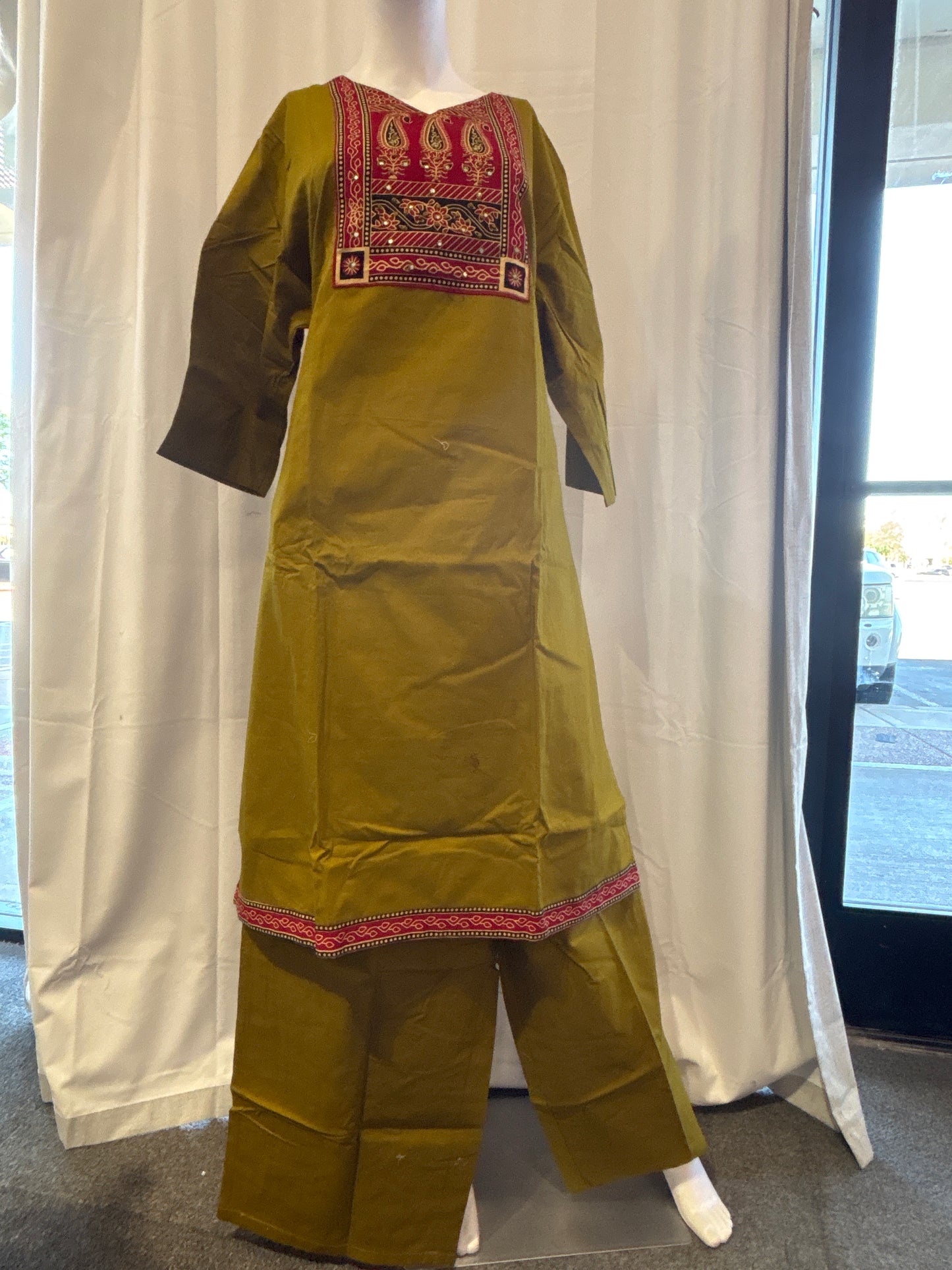 Pretty Lime Green Color Cotton With Printed Work Salwar Suits With Dupatta