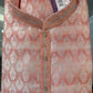 Beautiful Peach Color Brocade Kurta With Pajama For Men
