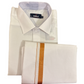Gorgeous White Color Cotton Shirt And Copper Border Dhoti Set For Men