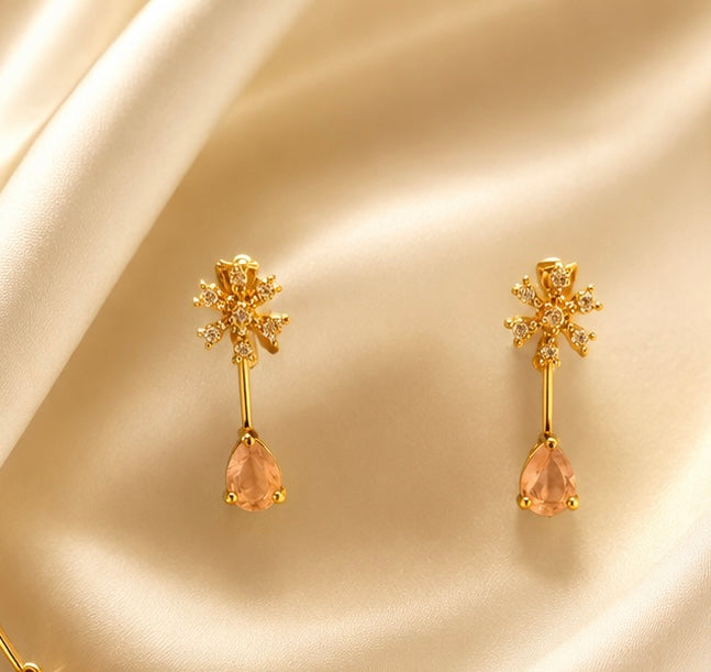 Alluring Pink and White Color stunning Gold Plated necklace set