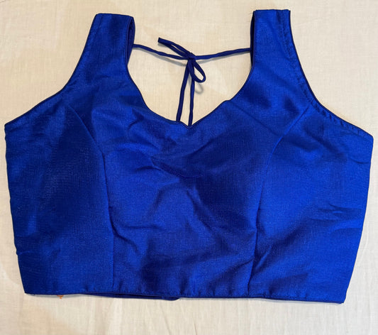Gorgeous Royal Blue Color Fancy Milan Silk Readymade Blouse For Women