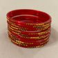 Amazing Traditional Red Color Glass Bangles For Women