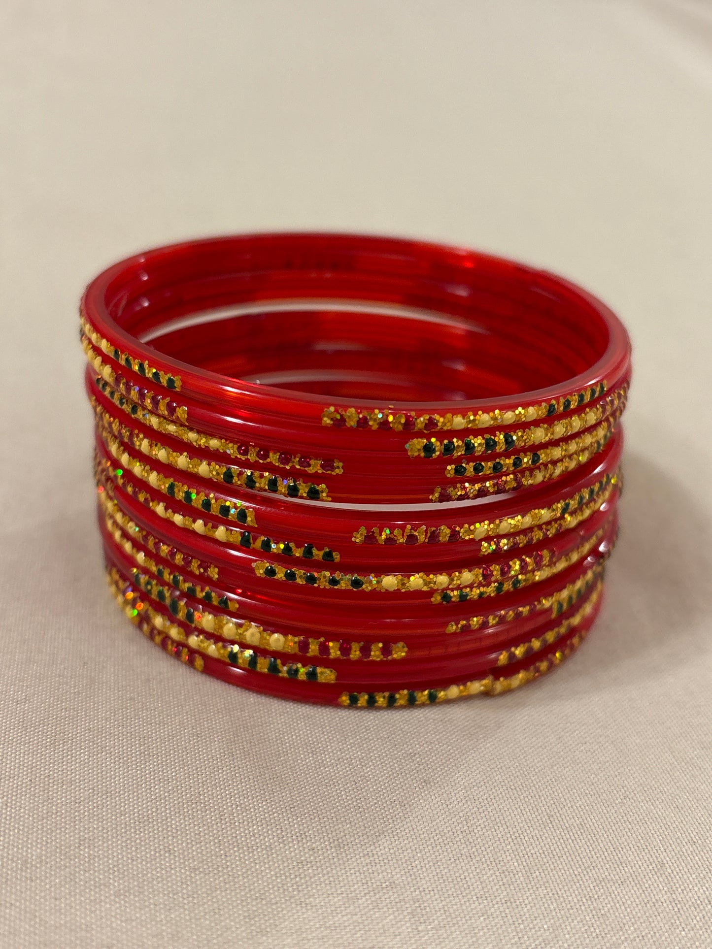 Amazing Traditional Red Color Glass Bangles For Women