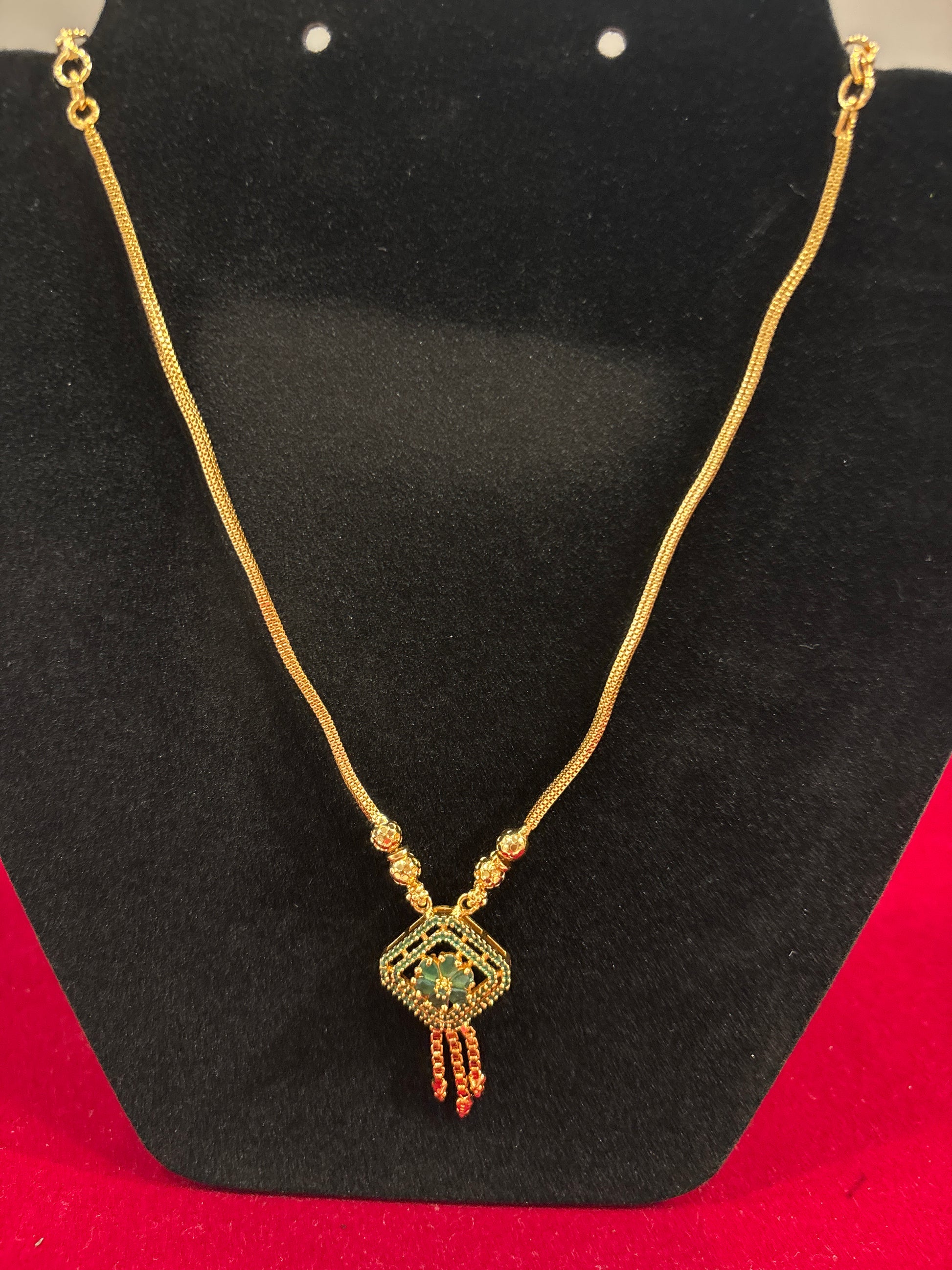 Wonderful Green Color Stone Gold Plated Necklace For Women