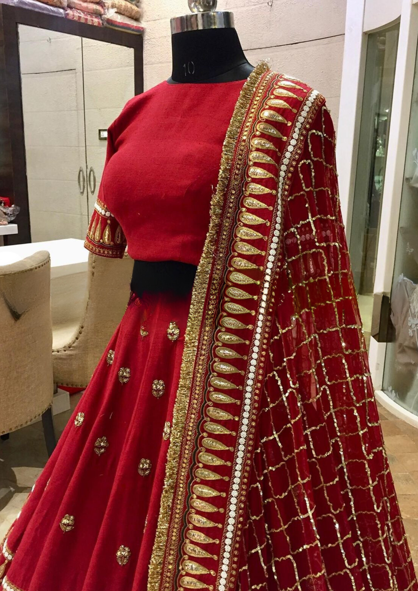 Red Color Embroidery Sequins Work Lehengas Choli With Dupatta In USA