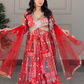 Red Color  Embroidery Sequins Work Aliya Cut Gown, Pant & Dupatta Set Near Me