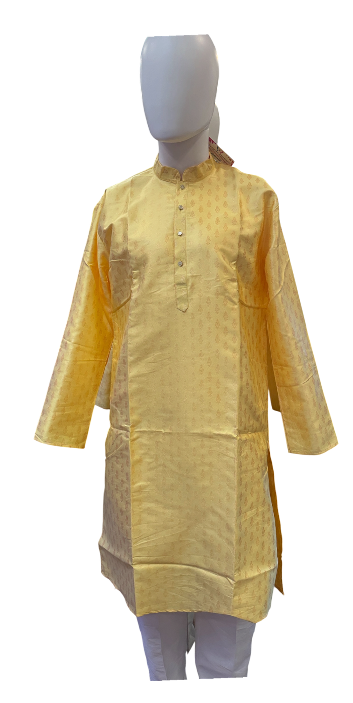 Attractive Yellow Color Jacquard Self Design Men's Kurta Set