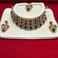 Attractive Black and Gold stones Choker with Earrings and Maang Tikka for women