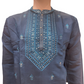 Marvelous Sea Blue Color With Cotton Embroidery Work Kurta Suits For Men