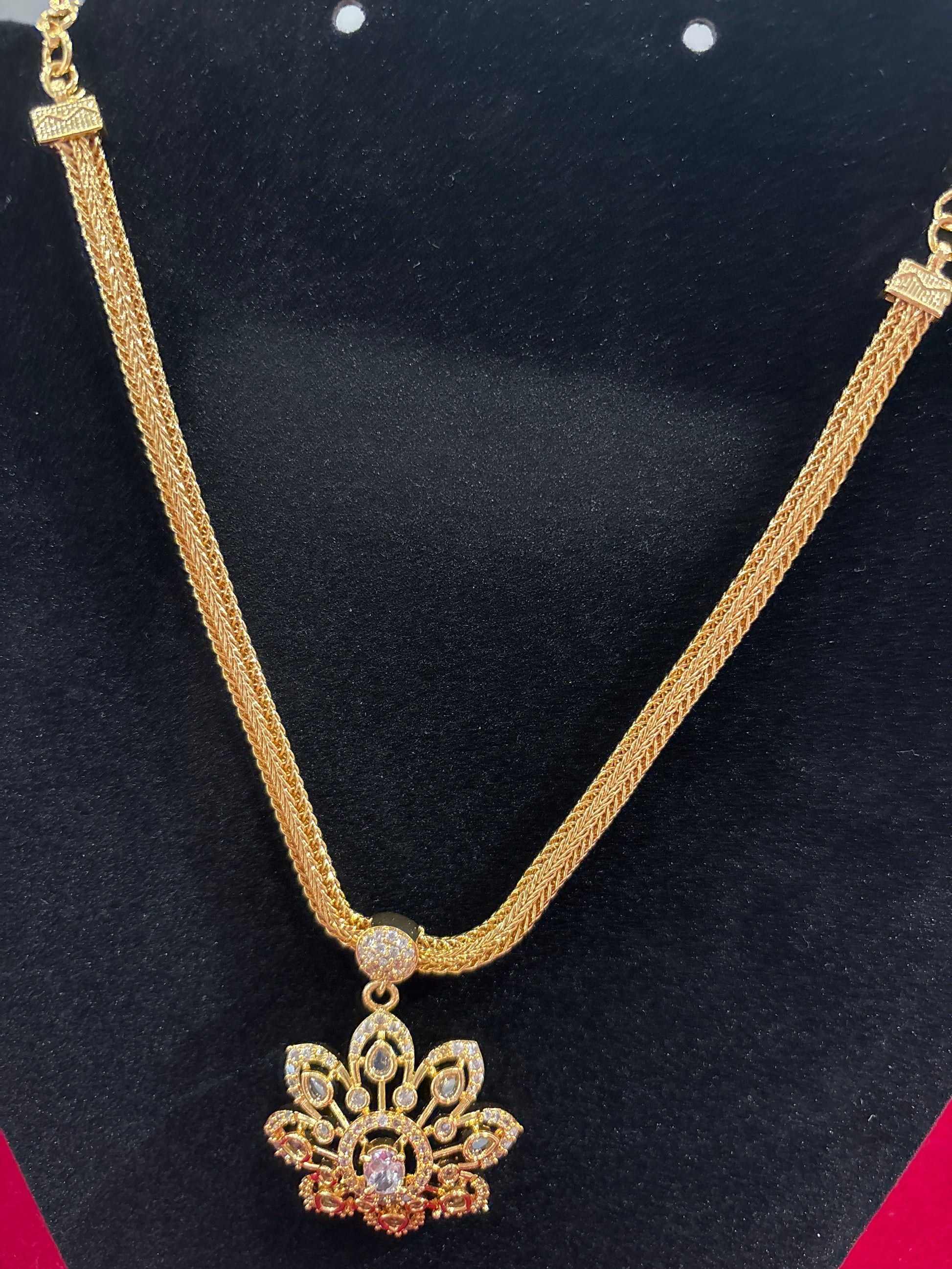 Stunning Gold Plated Necklace With White Stones For Women