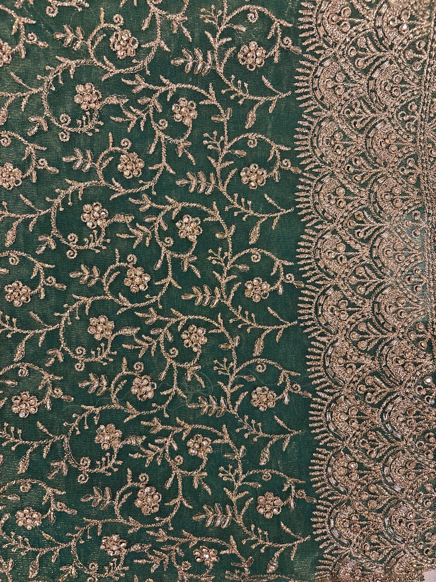 Attractive Green Color Soft Net Embroidered Work With Gold Stone Fancy Saree - PREMIUM QUALITY
