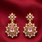 Stunning Pink Stones Gold Plated Necklace With Earrings For Women