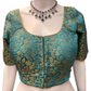 Attractive Sky Blue Colored Jacquard Printed Blouse For Women