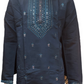 Marvelous Sea Blue Color With Cotton Embroidery Work Kurta Suits For Men