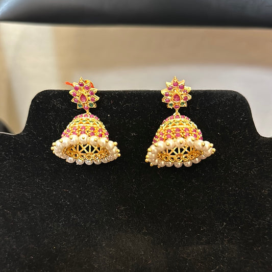 Traditional Gold plated Pearl Jhumka Earrings