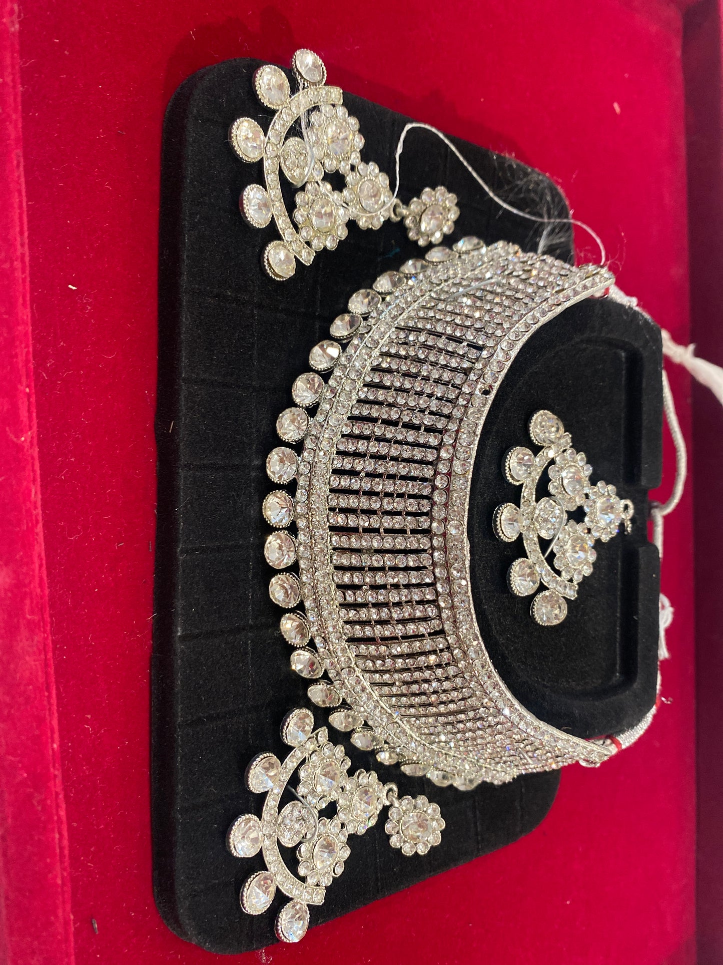 Beautiful White Color Stones American Diamonds Choker With Maang Tikka And Earrings For Women