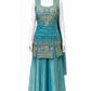 Amazing Teal Green Color Silk With Embroidery Work Sharara Suits With Dupatta For Women