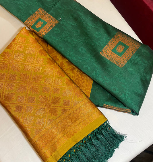 Gorgeous Green And Yellow Color Soft Silk Saree In Gilbert