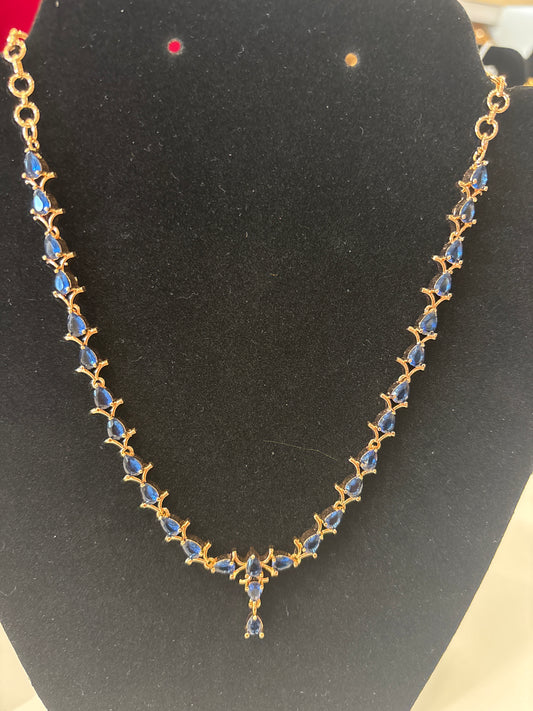 Stunning Blue Stones Gold plated Necklace For Women