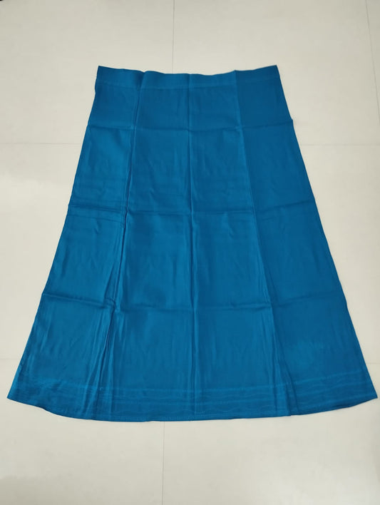 Atteactive Saphire Blue Women's Pure Cotton Readymade Petticoat For Saree