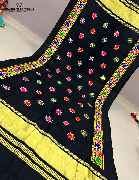 Stuninng Red Color Silk With Printed And Mirror Work Dupatta For Women