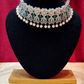 Stunning Green Stoned American Diamond With Pearl Beaded Choker 