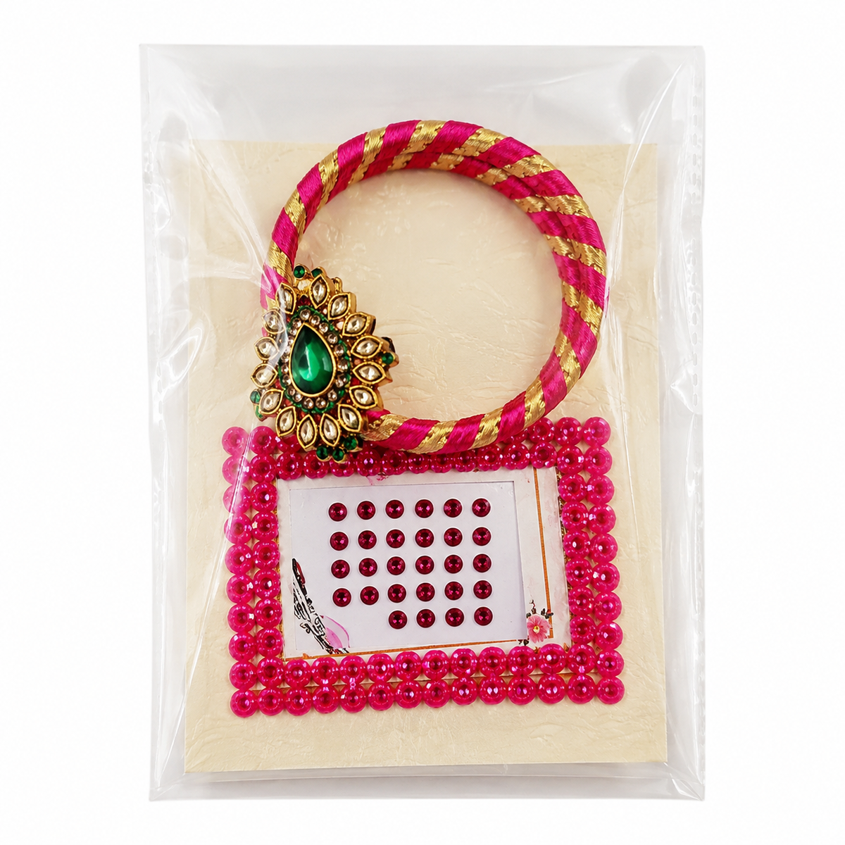 Beautiful Silk Thread Bangles With Ring And Bindi Set