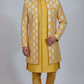 Yellow Color Banarasi Brocade With Hand Embroidery Work Sherwani Suit For Men Near Me