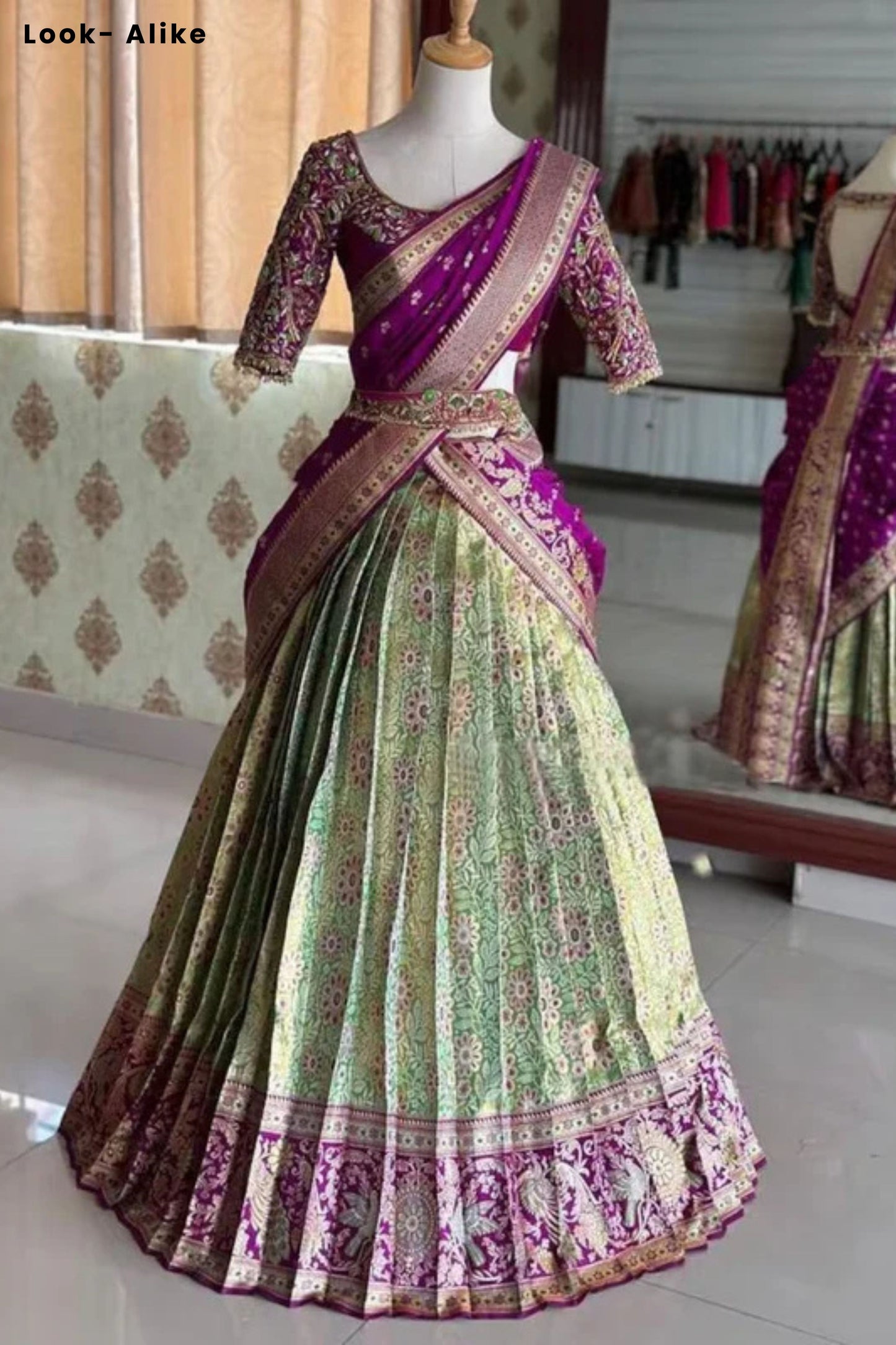 Magnificent Purple Color Exclusive Designer Silk Half Saree Lehenga Choli With Zari Work