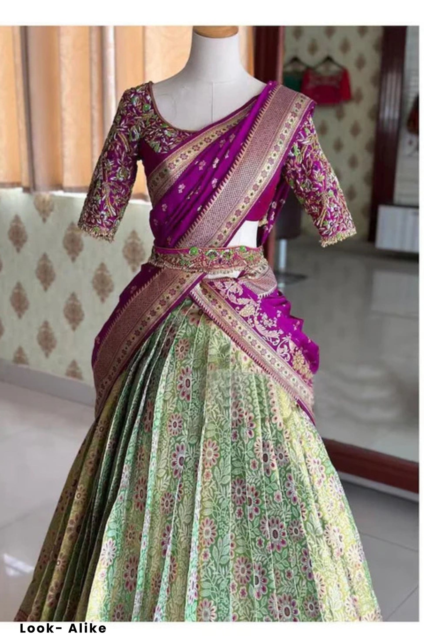 Magnificent Purple Color Exclusive Designer Silk Half Saree Lehenga Choli With Zari Work