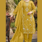 Alluring Mustard Yellow Color Organza With Embroidery Khatli Work Salwar Suit For Women