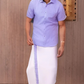 Alluring Lavender Color Cotton Shirt With Matching Border Dhoti Set