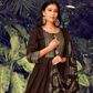 Brown Color Fancy Foil Printed Rayon Gowns With Dupatta Collection Near Me
